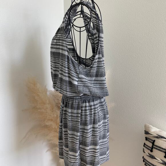 Becca by Rebecca Virtue Silver Striped Metallic Tank Swim Cover-Up Dress Medium - Picture 6 of 12